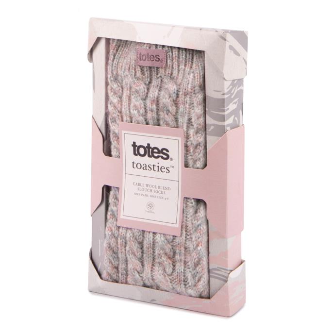 totes® toasties® Ladies Chunky Twist Thermal Wool Blend Boot Socks Pink Extra Image 1